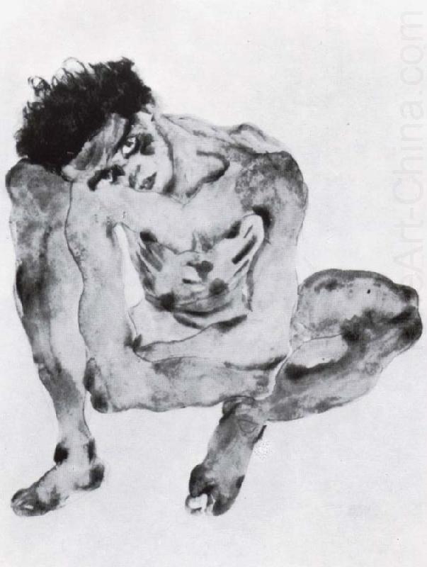 Egon Schiele Crouching figure china oil painting image